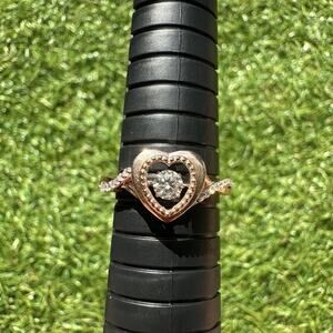 Djoy Heart Ring 925‎ Sterling Silver Size 9 Moving Center Stone Engagement